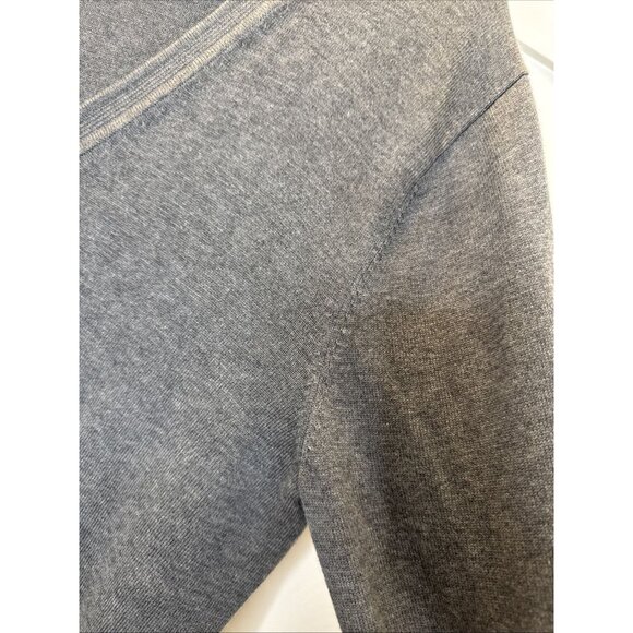 Land's End Men's M Sweater gray Cardigan Vneck Pockets long sleeve Supima Cotton - Picture 9 of 13